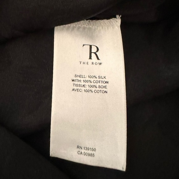 The Row Silk Blouse Black Long Sleeve Jacquard White Mock Neck Collar Size 6 - Picture 14 of 15